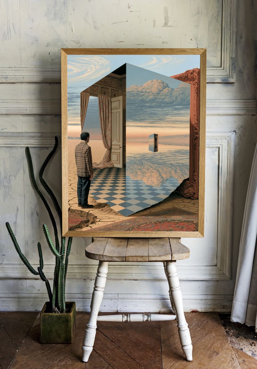 Surreal Doorway Desert Print. room preview