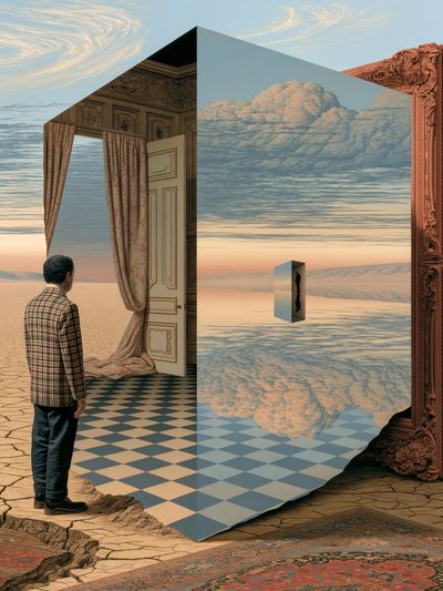 Surreal Doorway Desert Print. poster