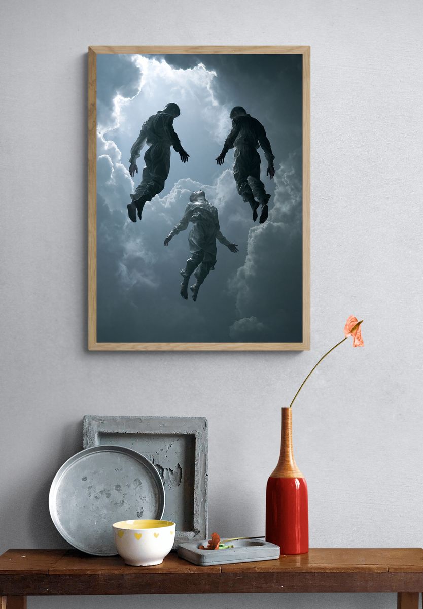 Floating Figures Surrealism Print. — room view 3