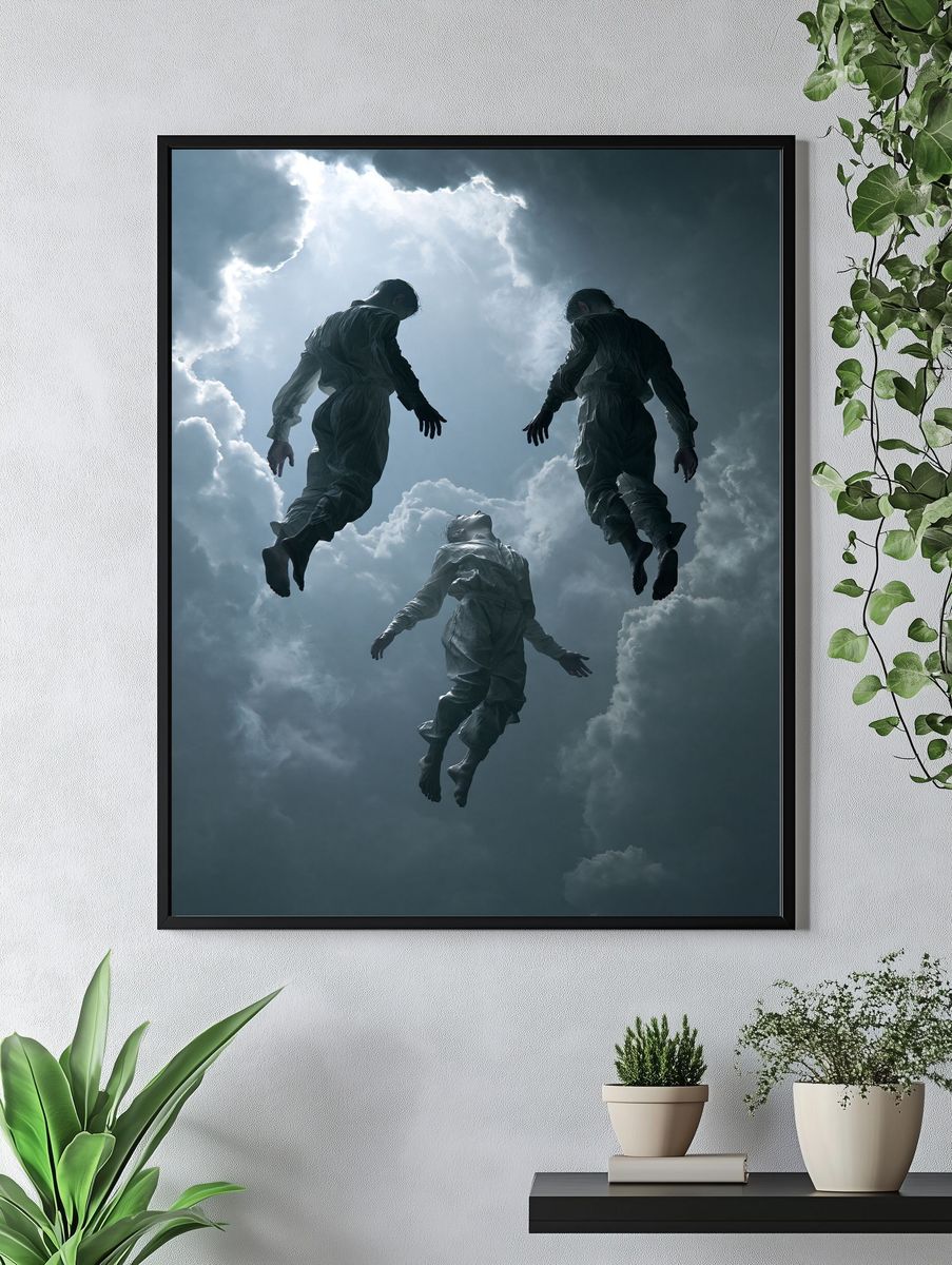 Floating Figures Surrealism Print. — room view 4