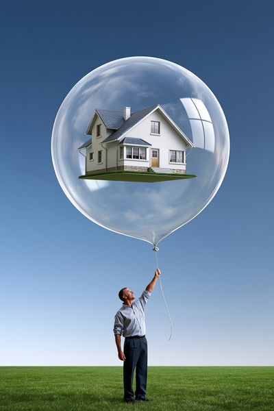 House in Balloon Surrealism Print.