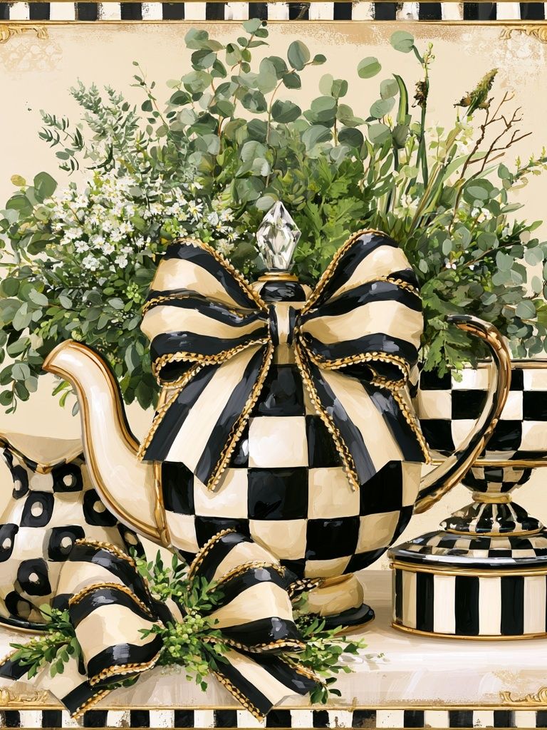 Checkerboard Teapot Still Life Poster. poster — fine-art art