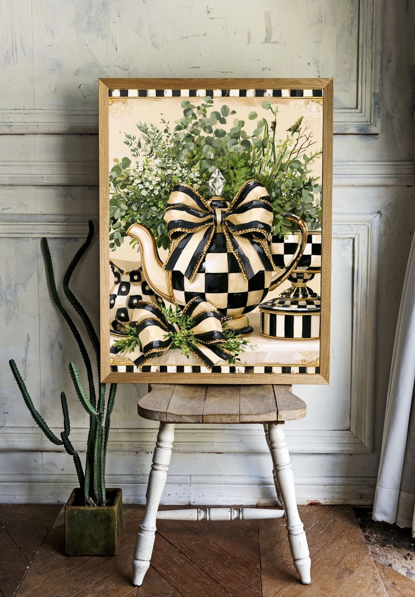 Checkerboard Teapot Still Life Poster. room preview