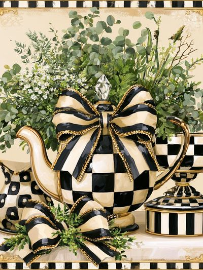 Checkerboard Teapot Still Life Poster.