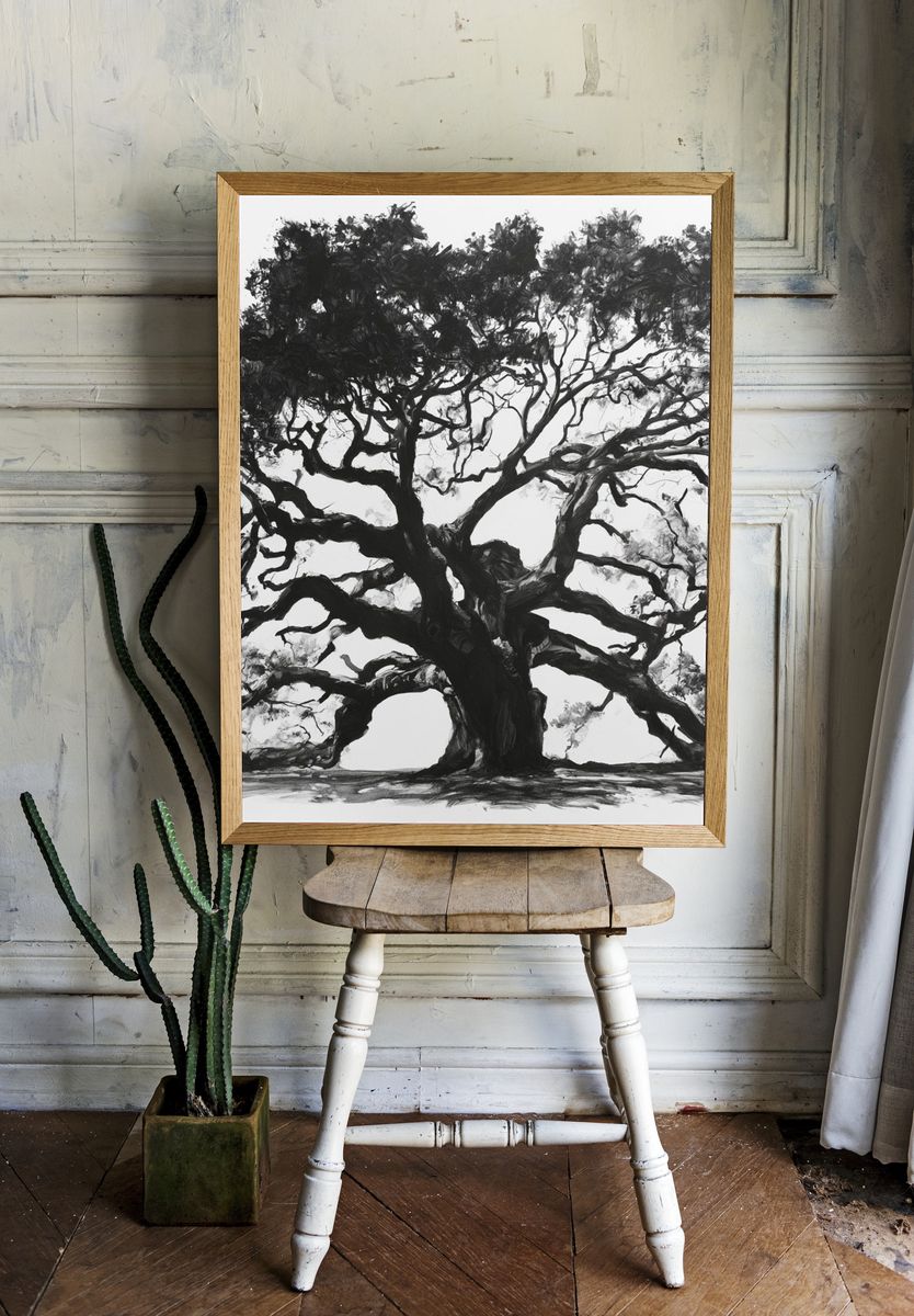 Ancient Tree Ink Poster. room preview