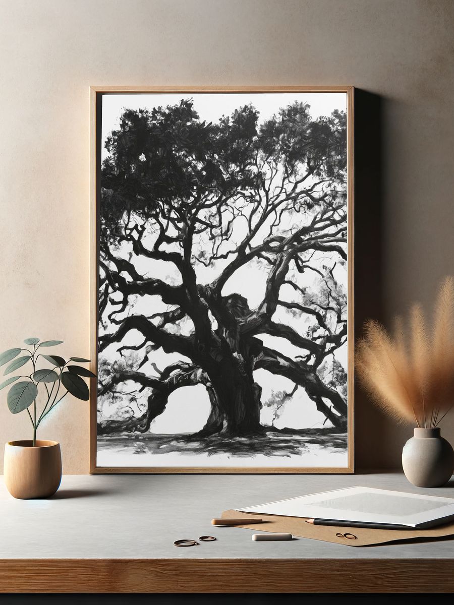 Ancient Tree Ink Poster. — room view 2