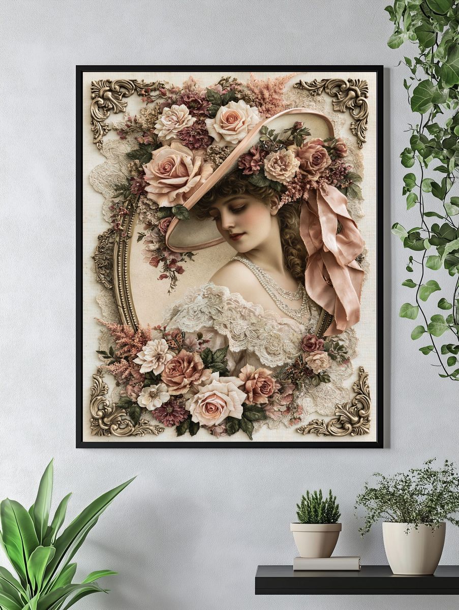 Victorian Floral Portrait Print. — room view 4