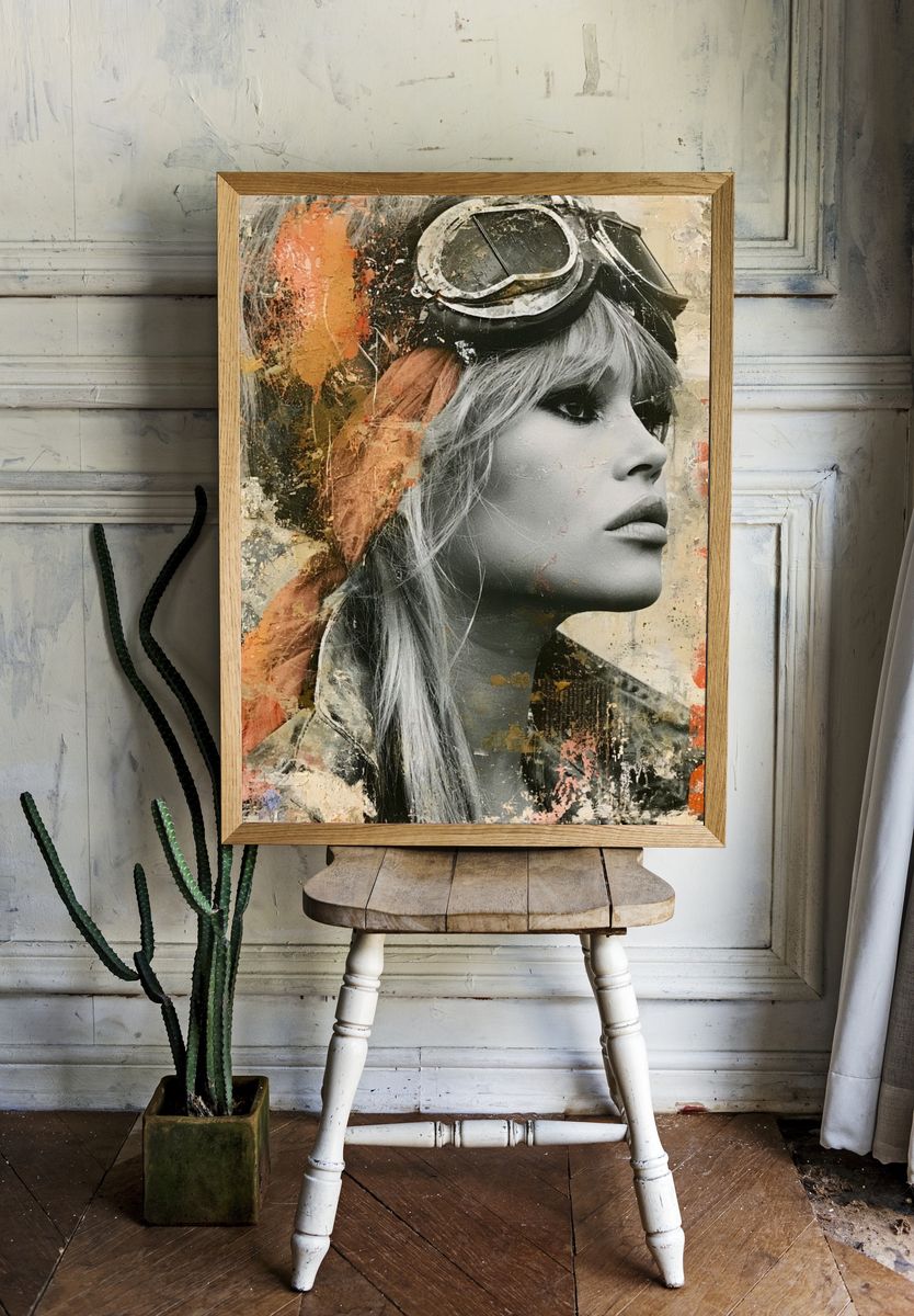 Vintage Aviator Portrait Print. room preview