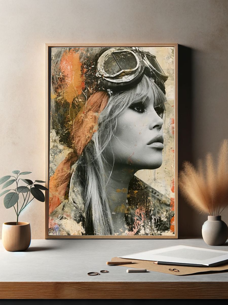 Vintage Aviator Portrait Print. — room view 2