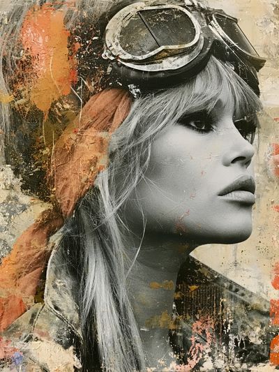 Vintage Aviator Portrait Print. poster