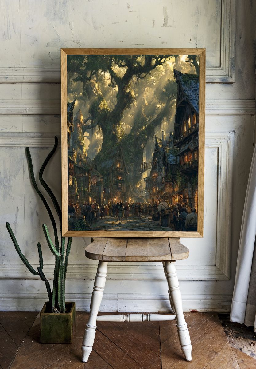 Enchanted Village — Fantasy Art Print. — room view 1