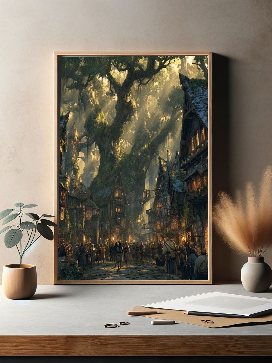 Enchanted Village — Fantasy Art Print. — room view 2