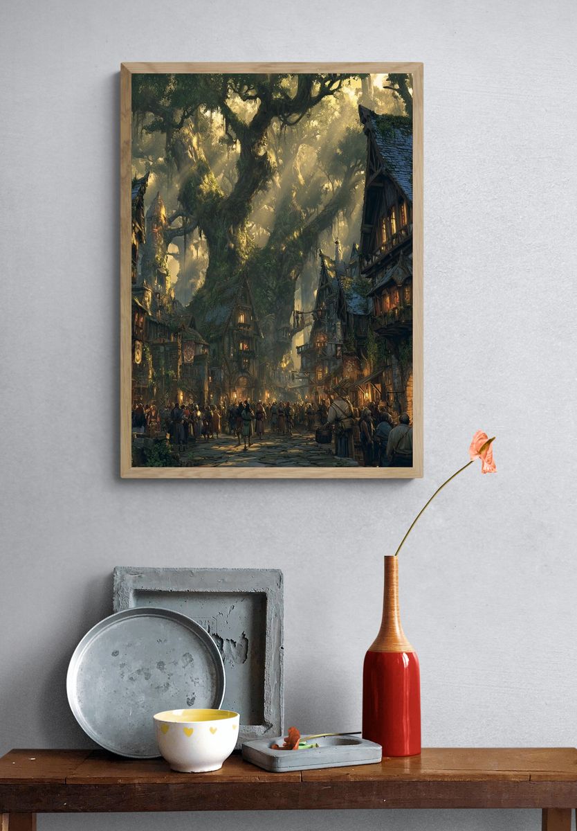 Enchanted Village — Fantasy Art Print. — room view 3