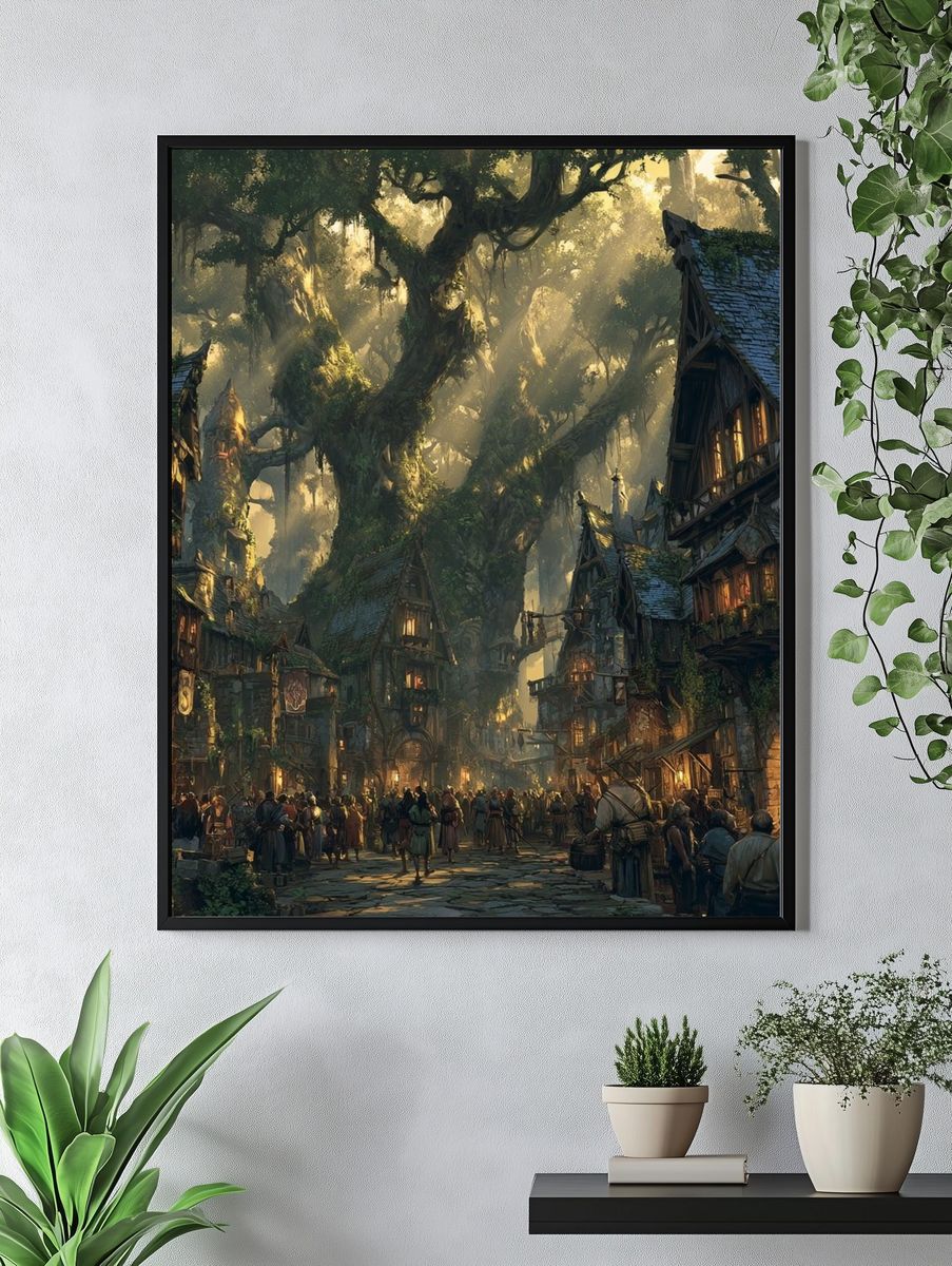 Enchanted Village — Fantasy Art Print. — room view 4
