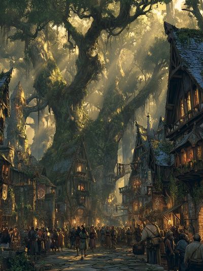 Enchanted Village — Fantasy Art Print. poster print