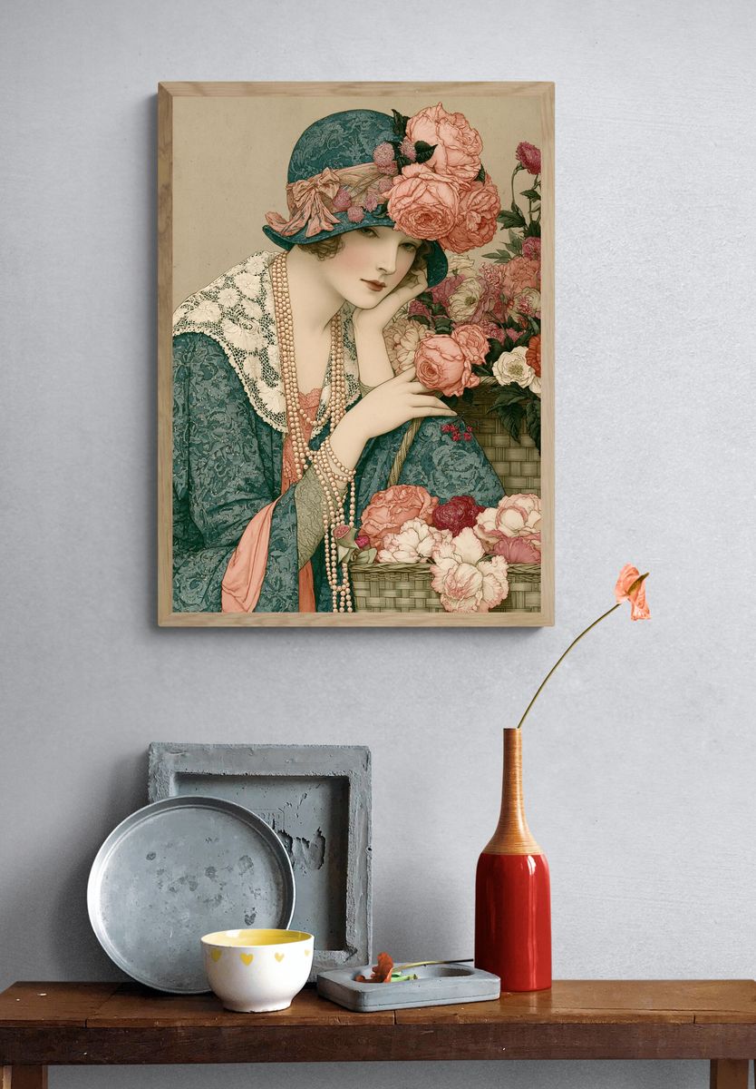 Floral Lady Art Nouveau Poster. — room view 3