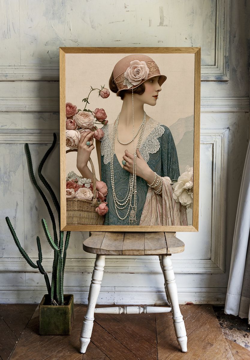 Vintage Floral Portrait Poster. room preview