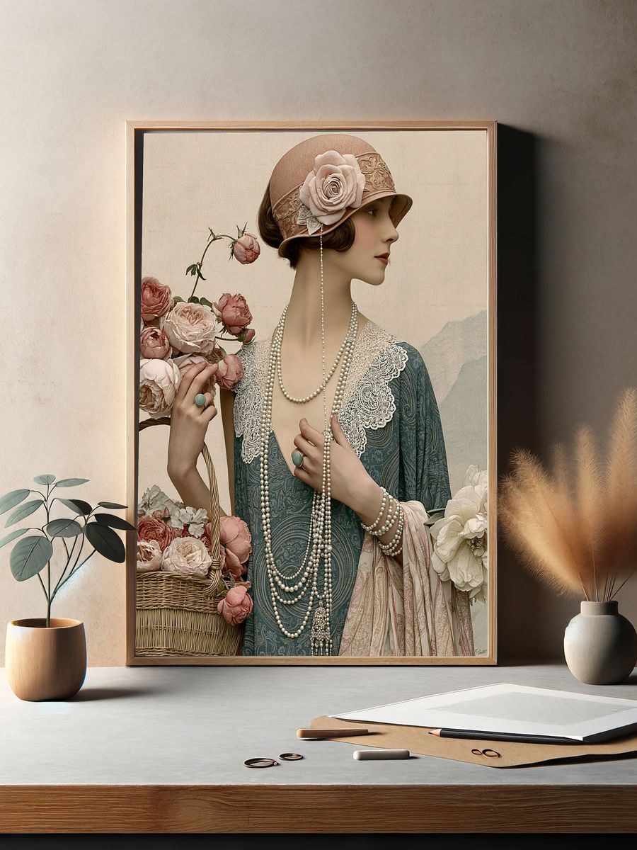 Vintage Floral Portrait Poster. — room view 2