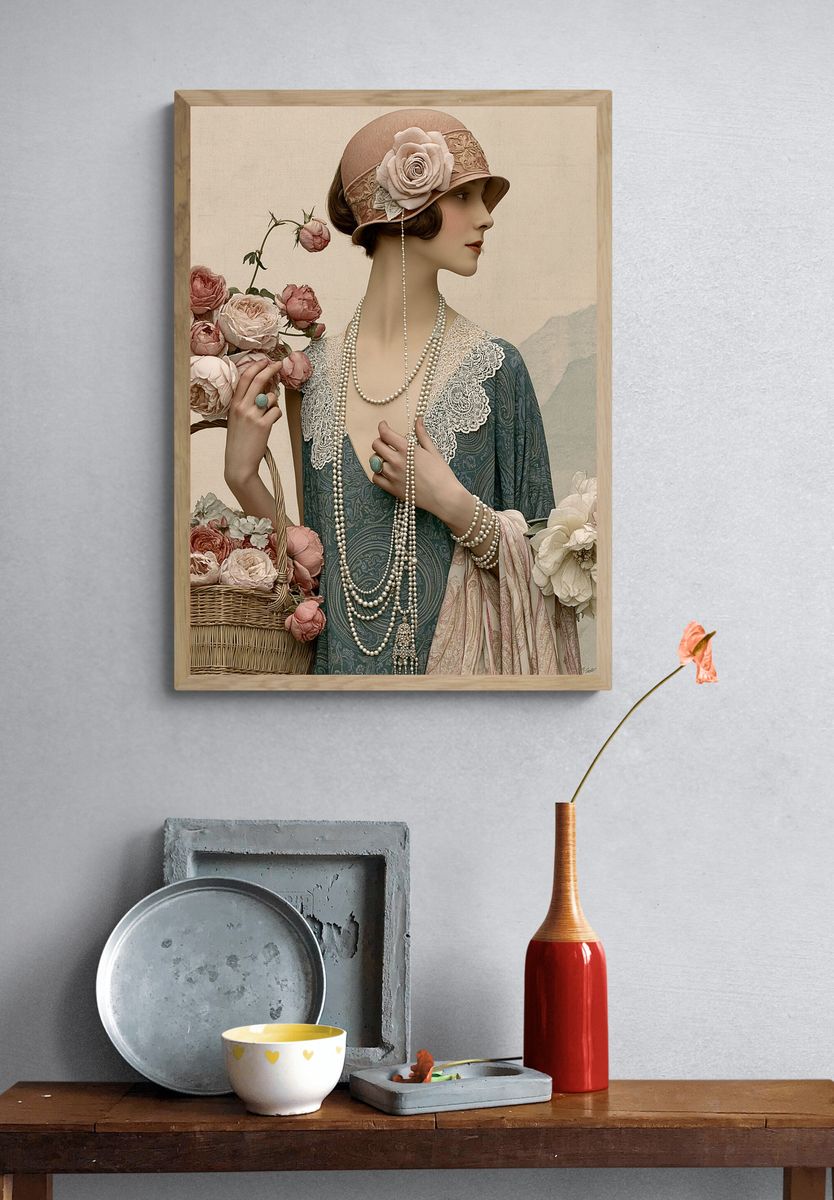 Vintage Floral Portrait Poster. — room view 3