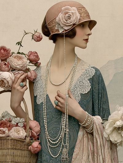 Vintage Floral Portrait Poster.