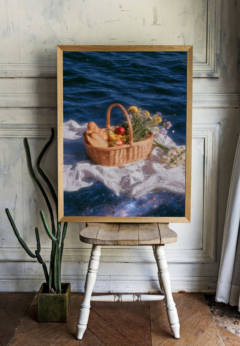Fruit and Bread Basket — Photography Print. — room view 1