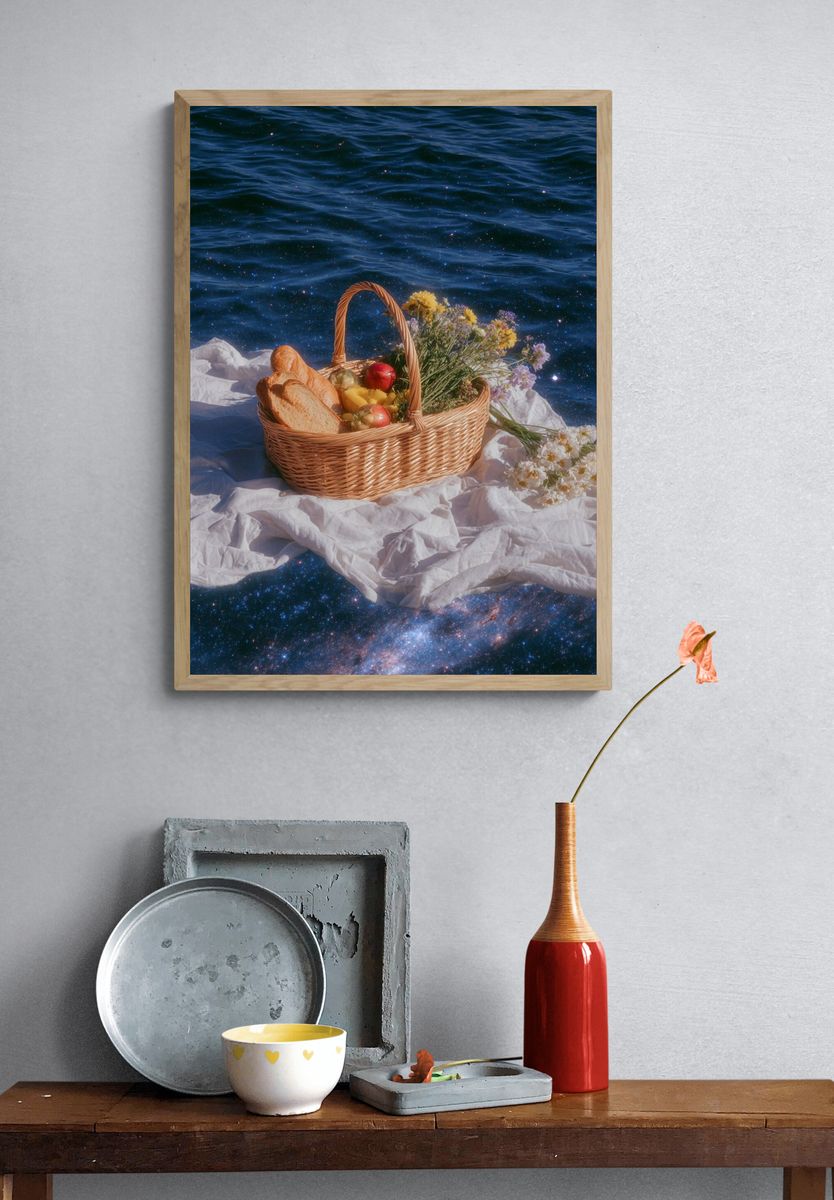 Fruit and Bread Basket — Photography Print. — room view 3
