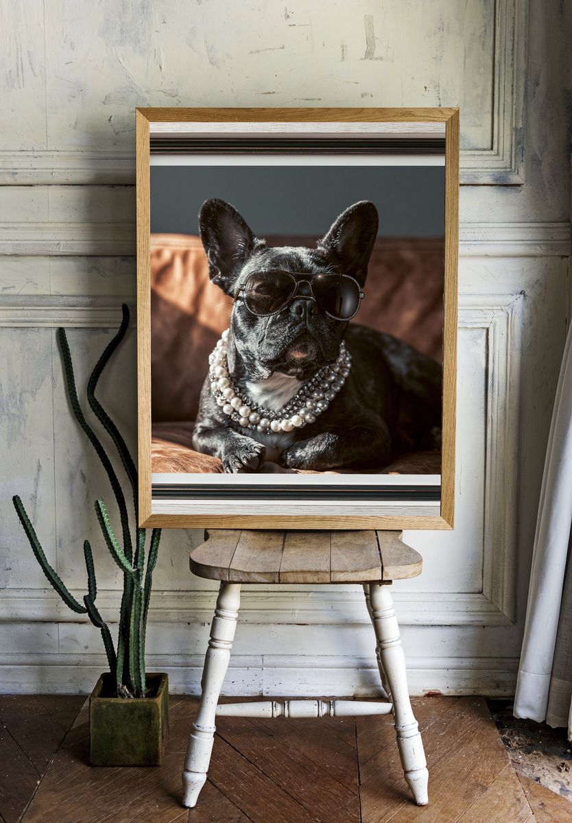 French Bulldog Glam Portrait Poster. room preview