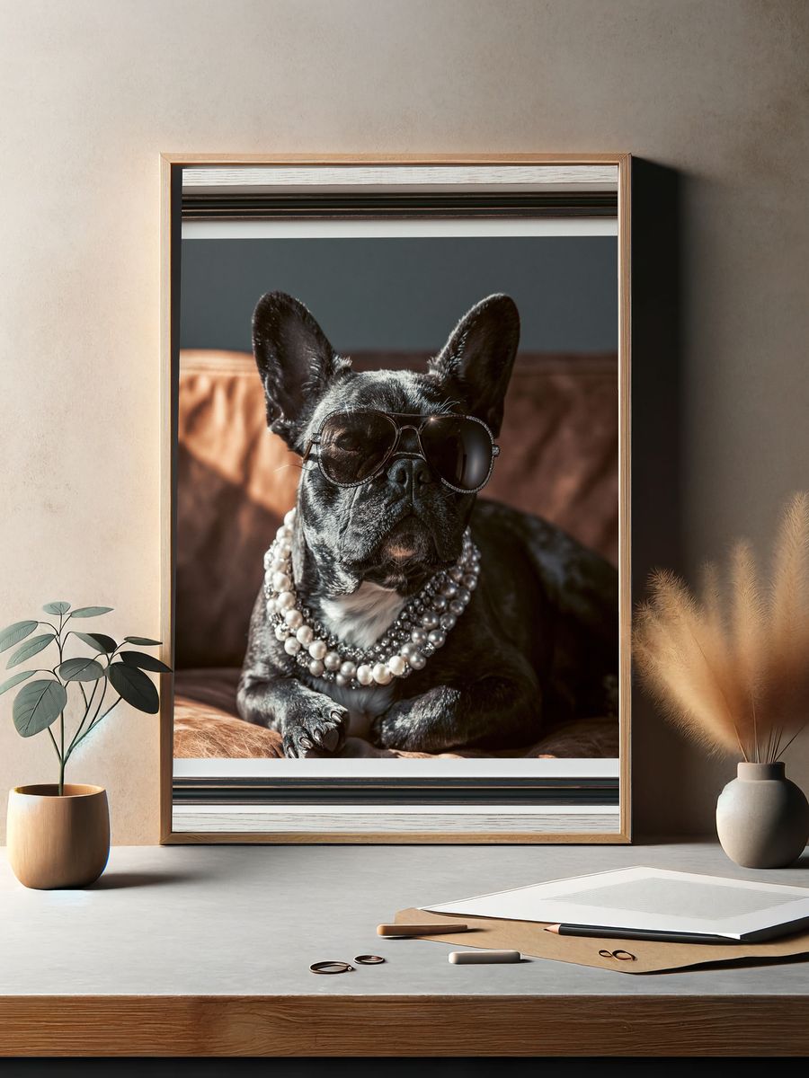 French Bulldog Glam Portrait Poster. — room view 2