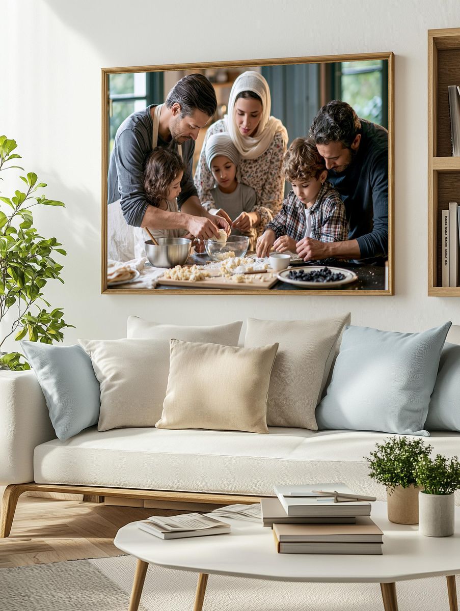 Family Baking Scene Photography Poster. — room view 2