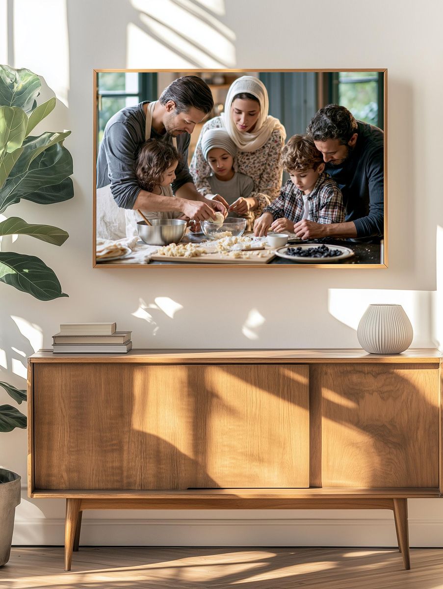 Family Baking Scene Photography Poster. — room view 3