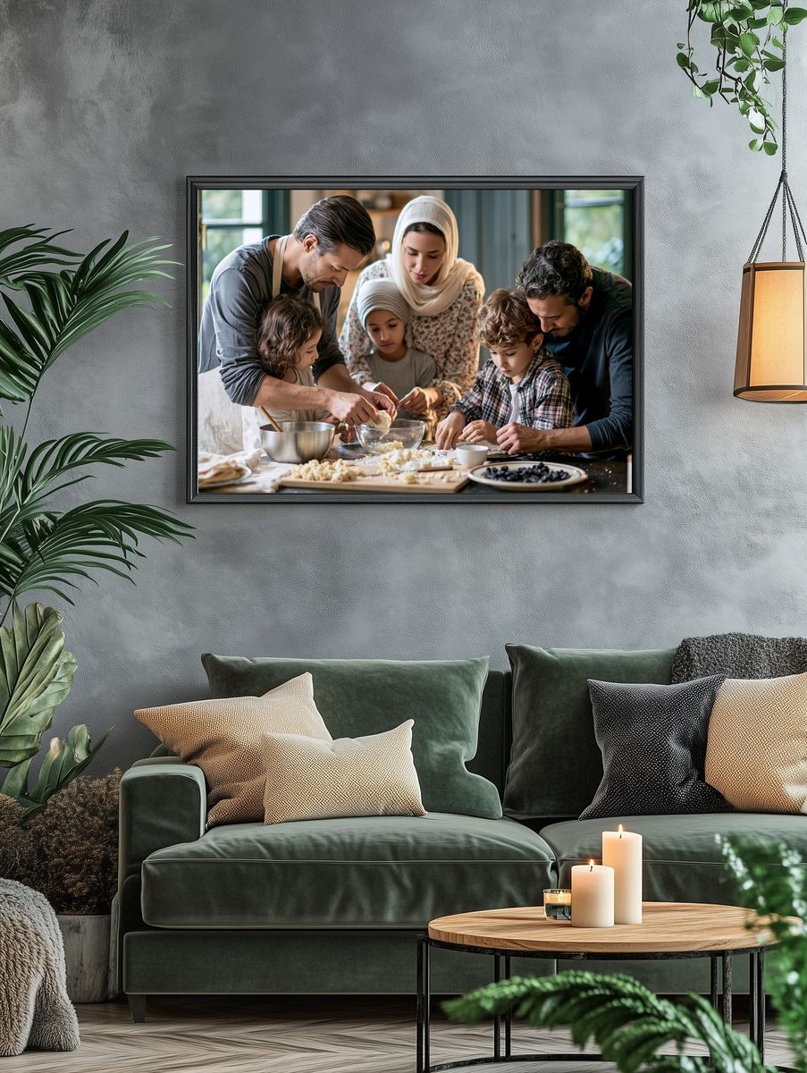 Family Baking Scene Photography Poster. — room view 4