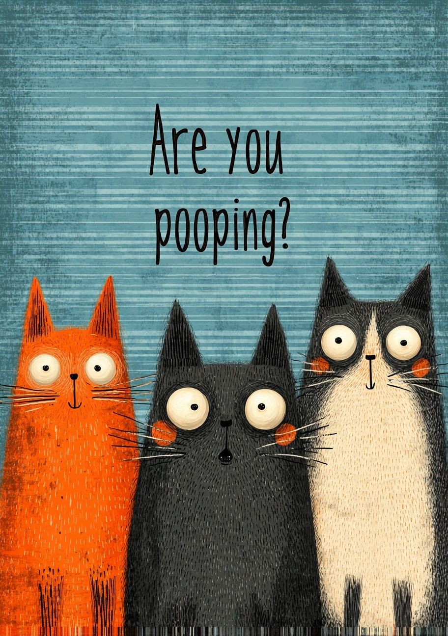 Funny Cats — Illustration Print. poster — illustration art