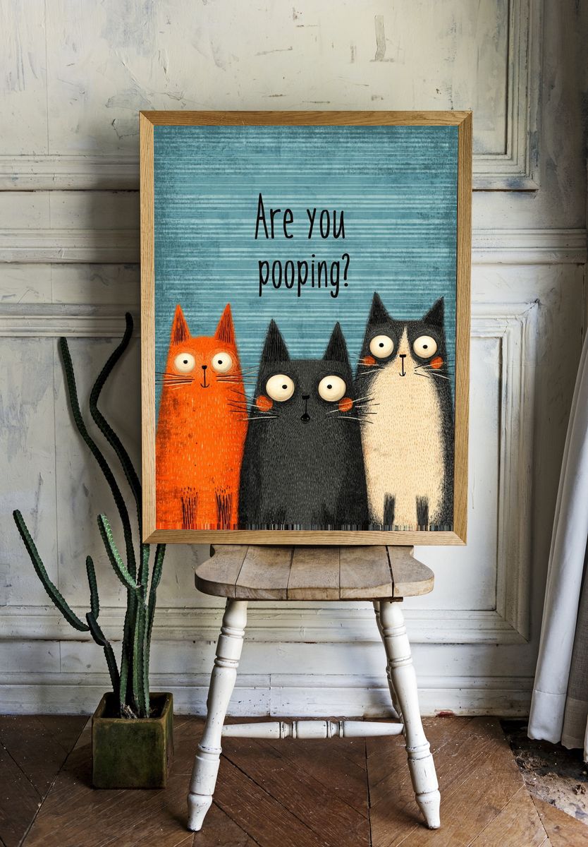 Funny Cats — Illustration Print. — room view 1