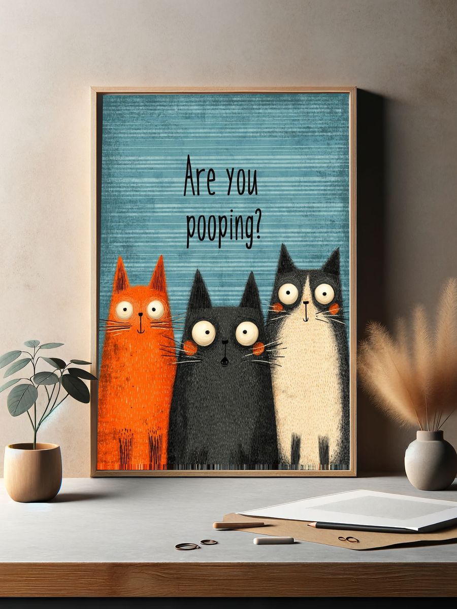 Funny Cats — Illustration Print. — room view 2