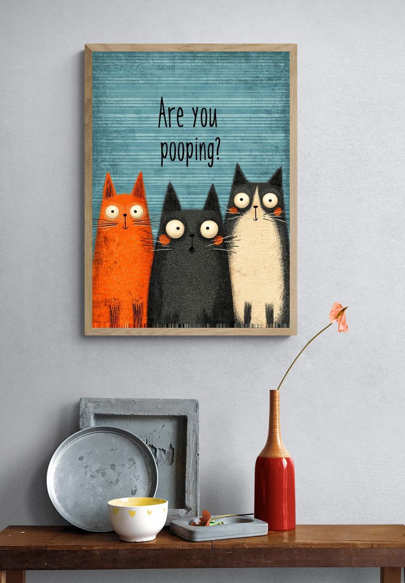 Funny Cats — Illustration Print. — room view 3