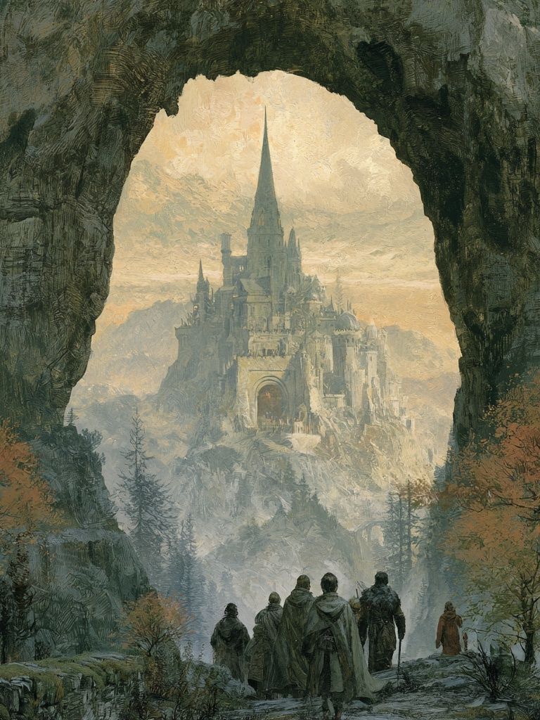Fantasy Castle Cave Illustration Poster. poster — illustration art