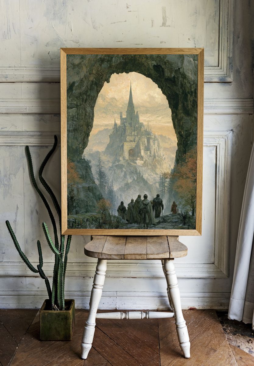 Fantasy Castle Cave Illustration Poster. — room view 1
