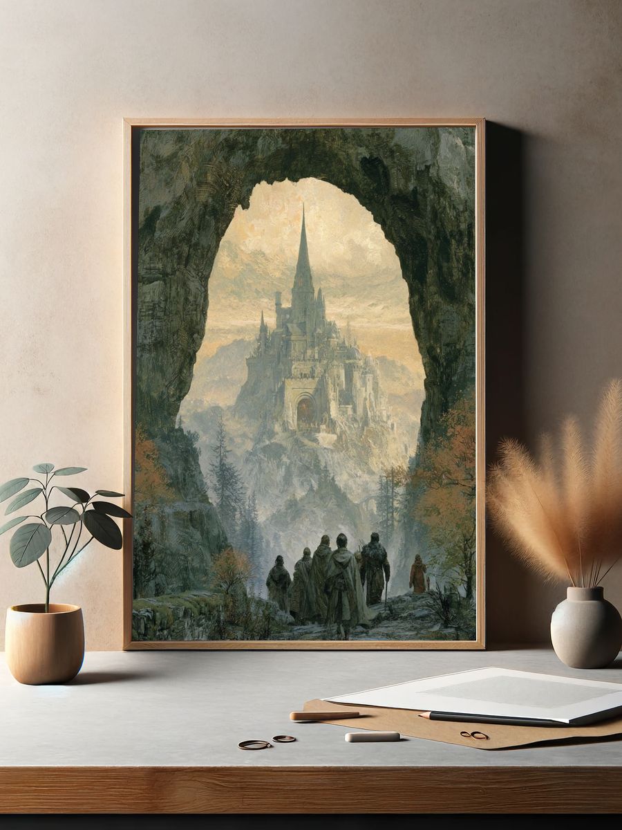 Fantasy Castle Cave Illustration Poster. — room view 2