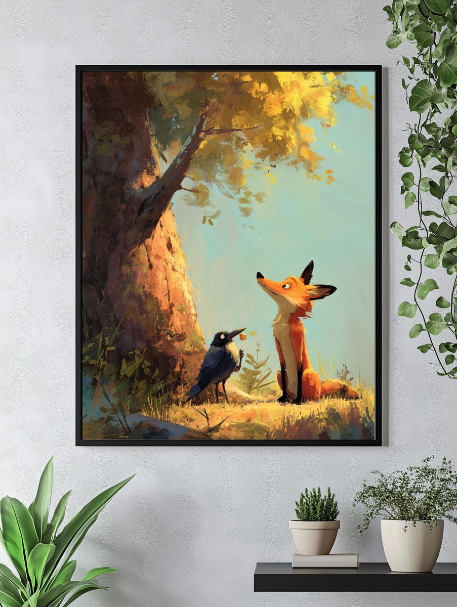 Fox and Crow — Illustration Print. — room view 4