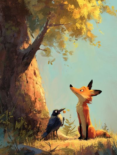 Fox and Crow — Illustration Print. poster print