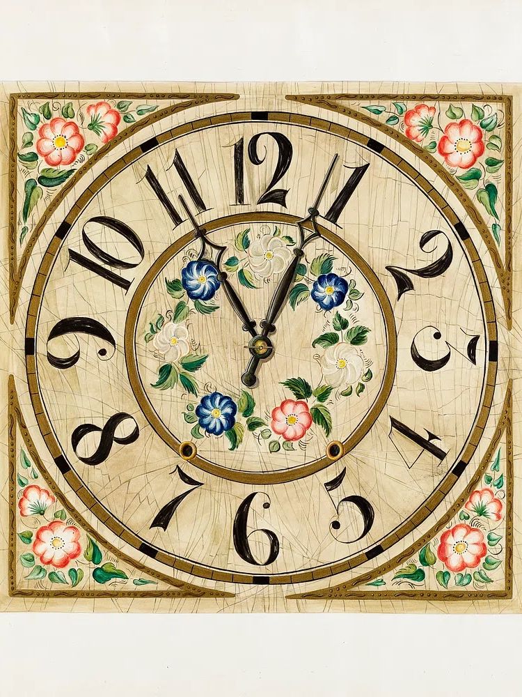 Floral Clock Design Poster. poster detail