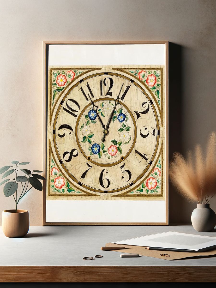 Floral Clock Design Poster. — room view 2