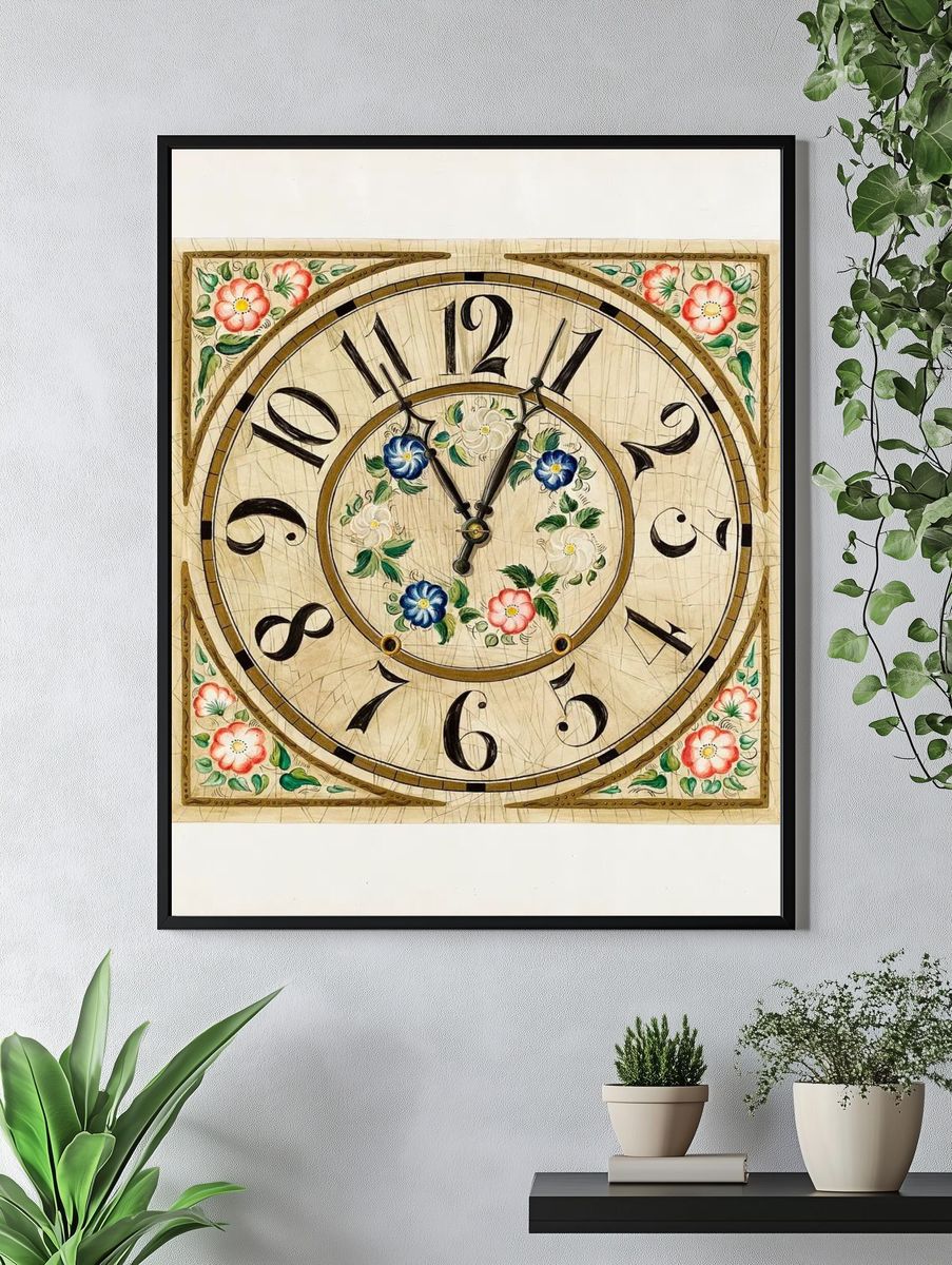 Floral Clock Design Poster. — room view 4