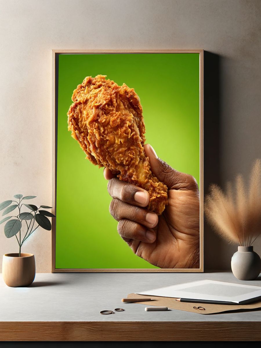 Fried Chicken Handheld Photography Poster. — room view 2
