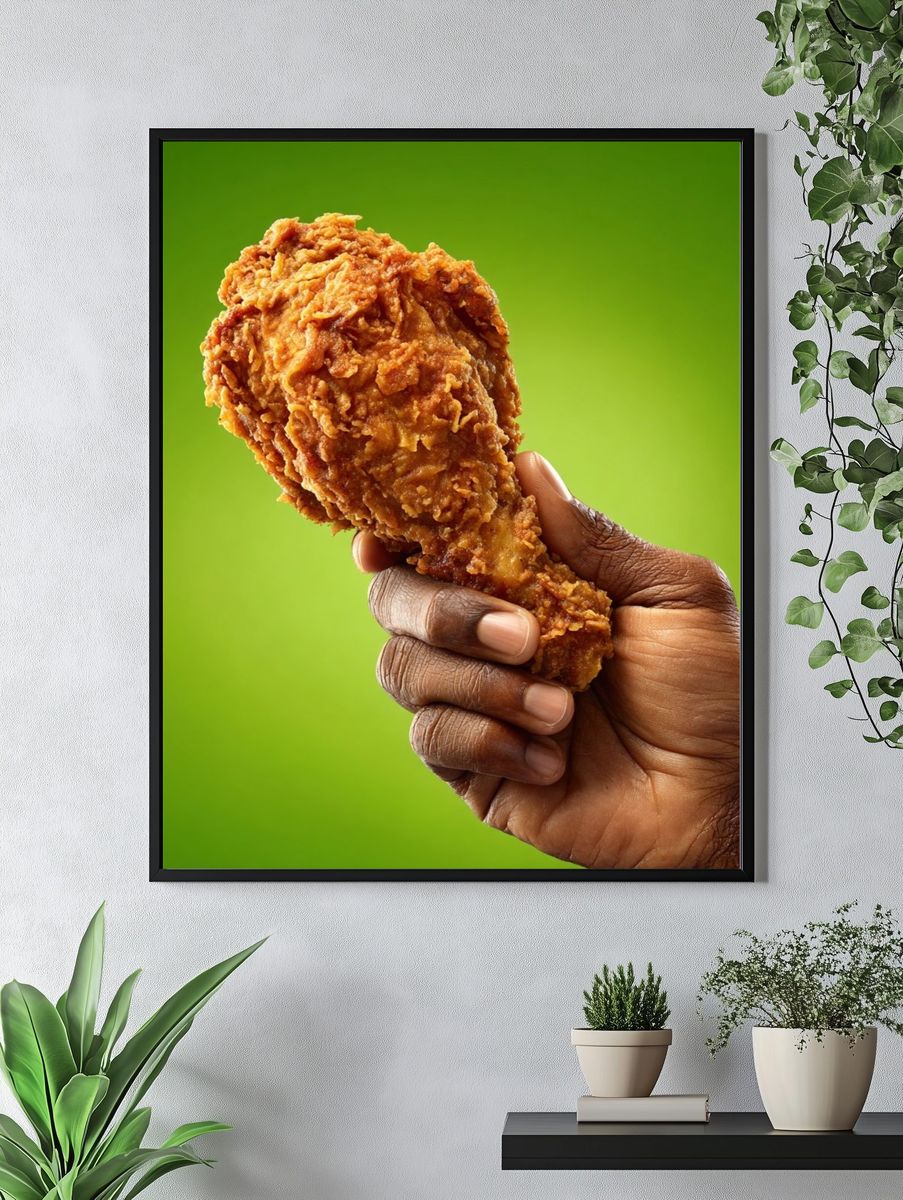 Fried Chicken Handheld Photography Poster. — room view 4