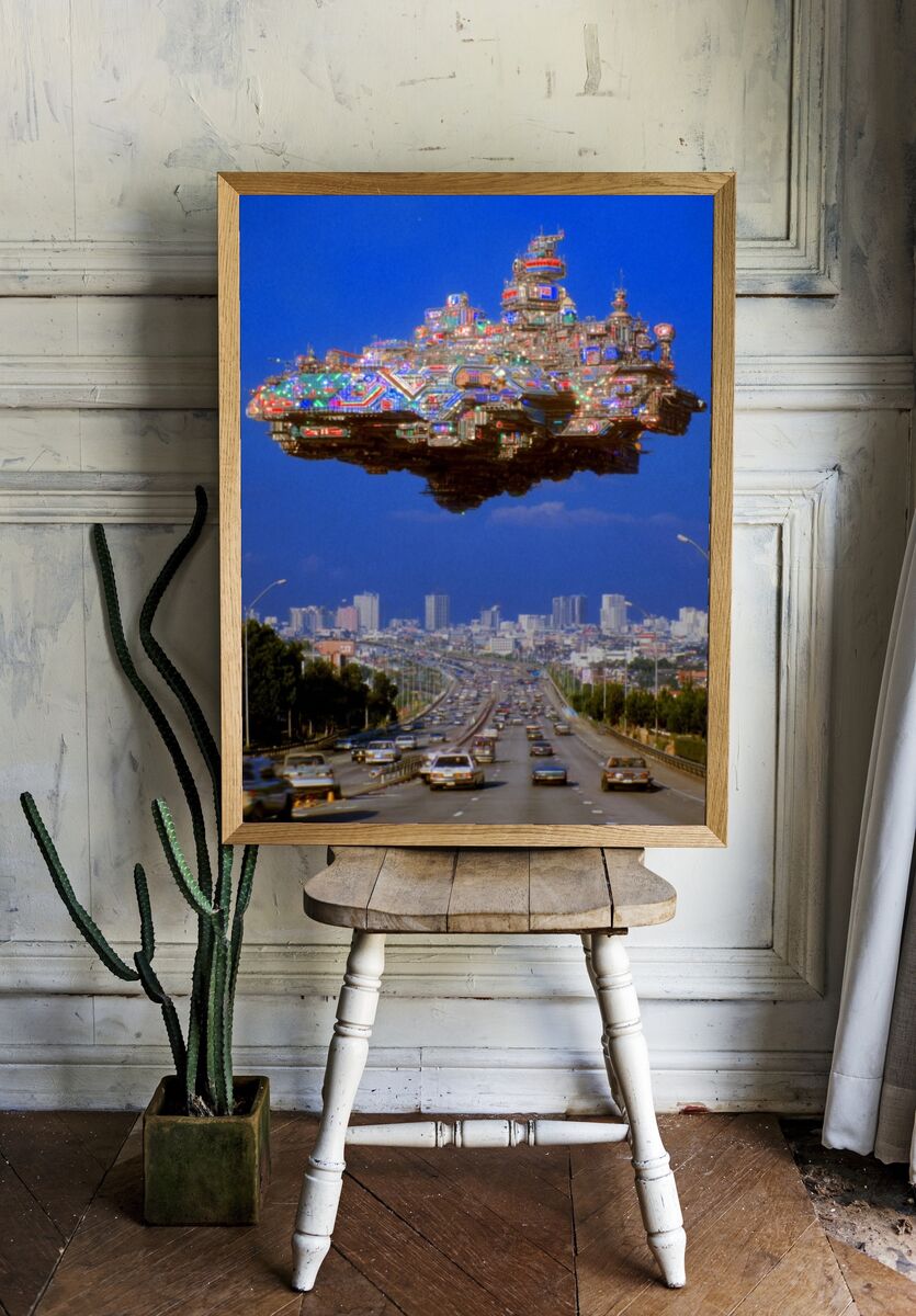 Futuristic Cityscape — Sci-Fi Print. — room view 1