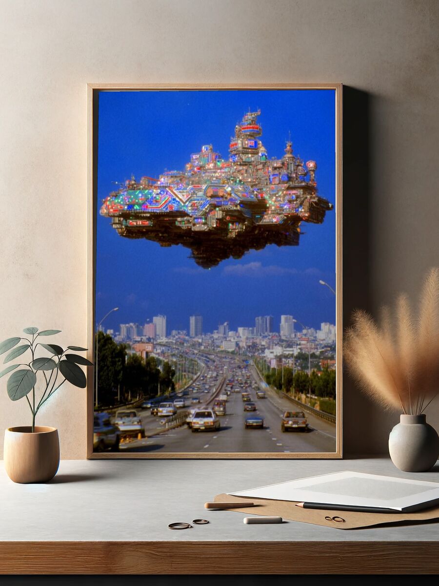Futuristic Cityscape — Sci-Fi Print. — room view 2