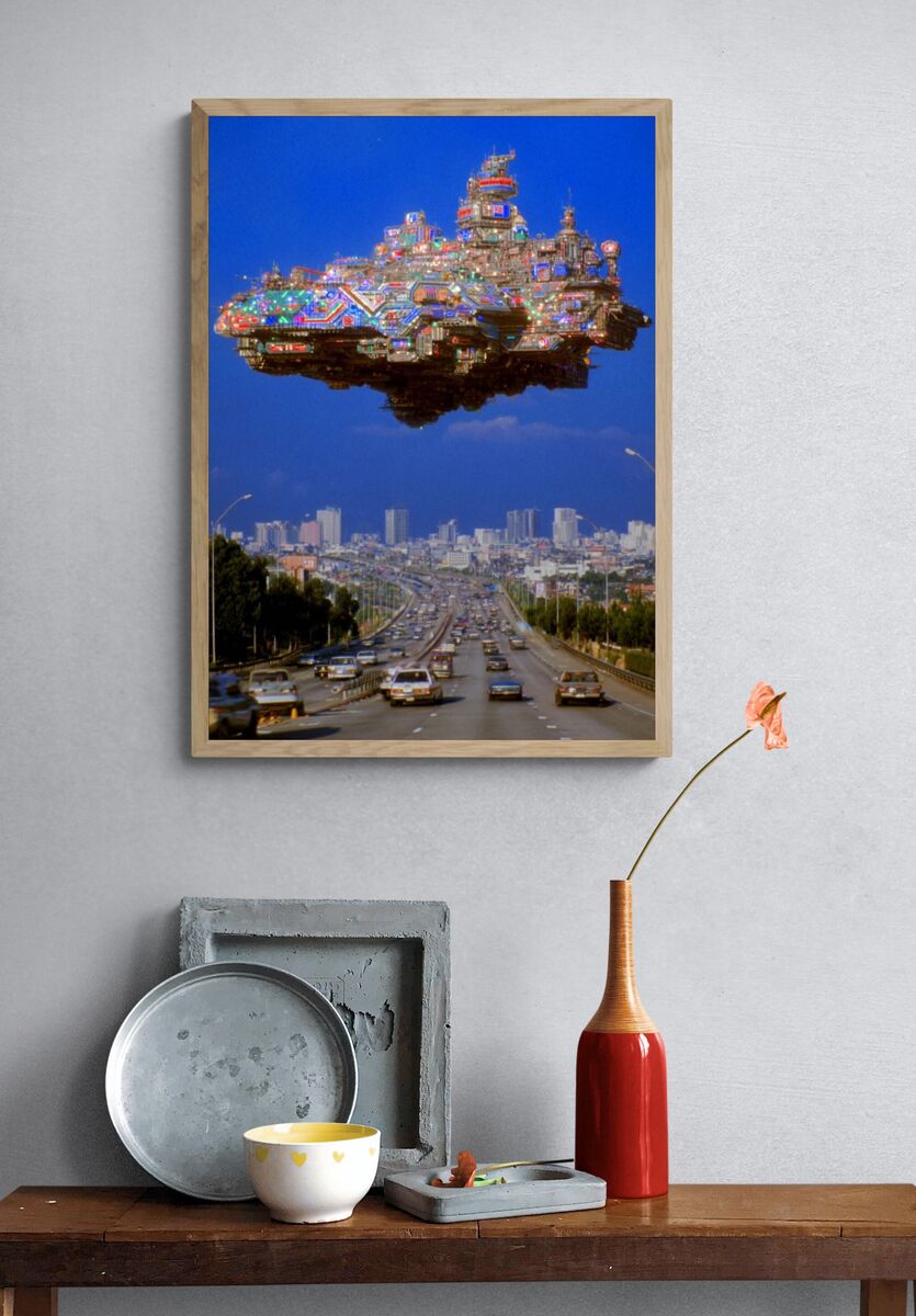 Futuristic Cityscape — Sci-Fi Print. — room view 3