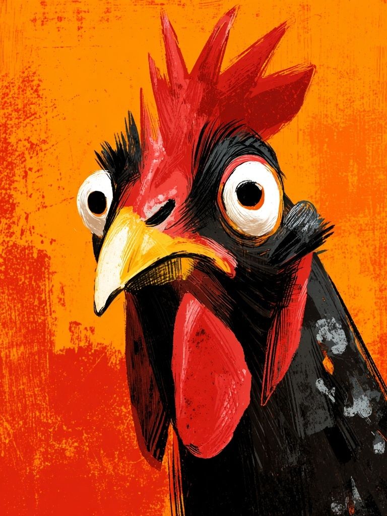 Funny Chicken Illustration Poster. poster — illustration art