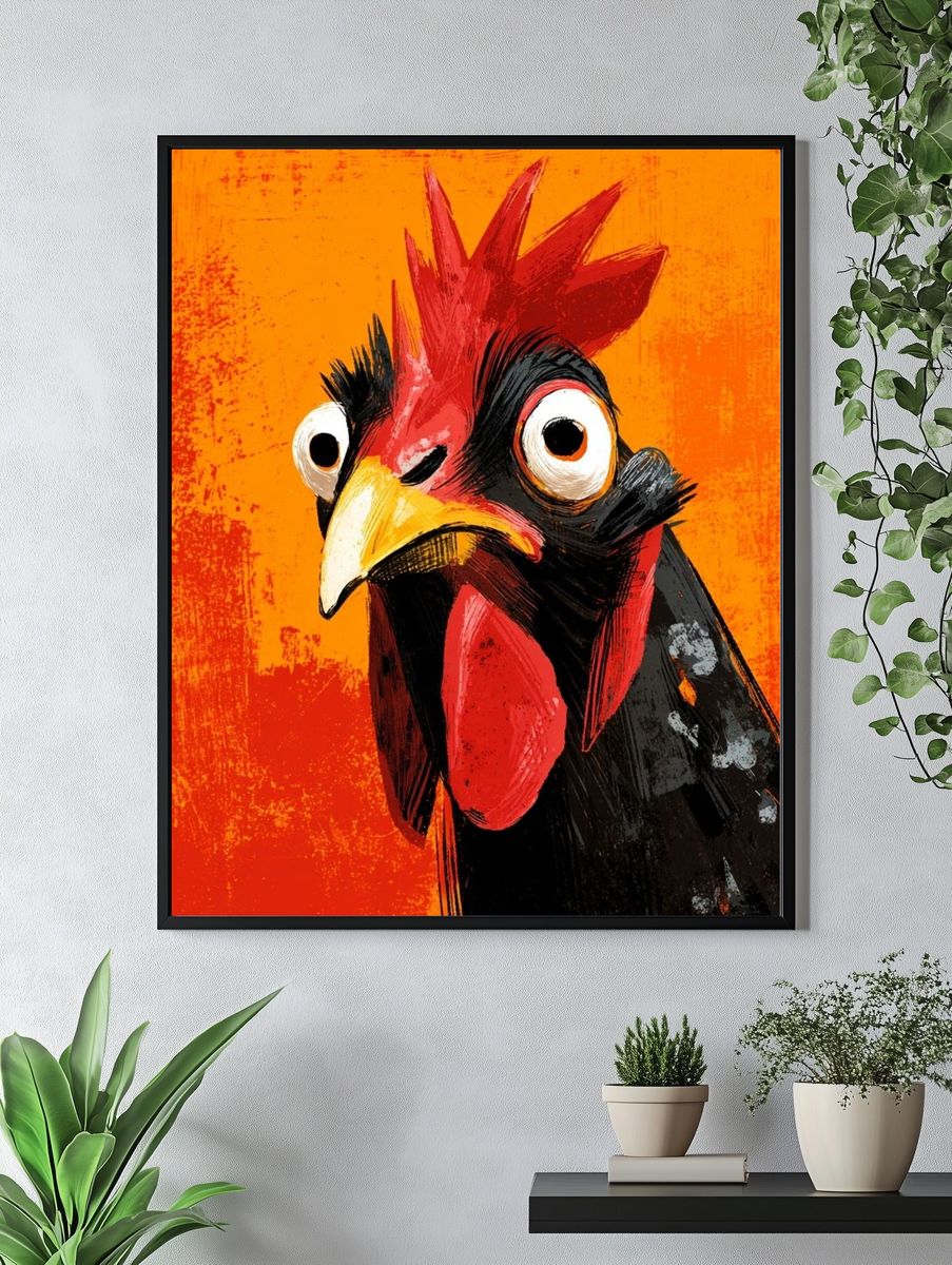 Funny Chicken Illustration Poster. — room view 4